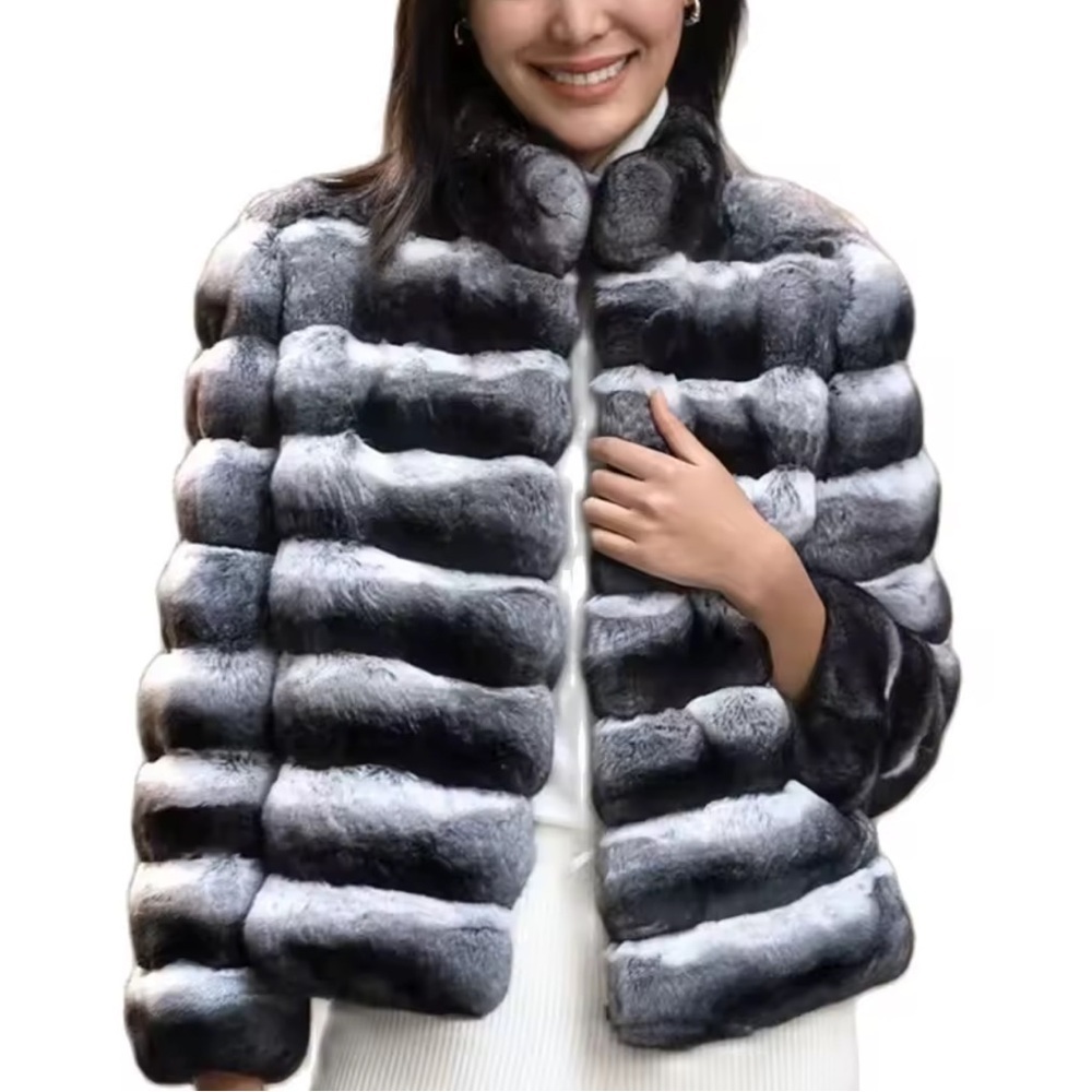 Luxurious Gray real Fur Jacket